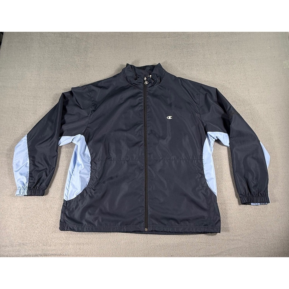 Champion Men XL Track Jacket Navy Blue Full Zip‎ Lightweight Athletic Y2K